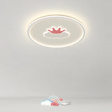 Bedroom Pink Crown Cloud Circular LED Flush Mount Light Image - 2