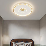 Bedroom Pink Crown Cloud Circular LED Flush Mount Light Image - 3