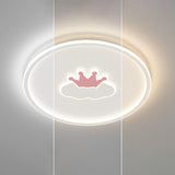 Bedroom Pink Crown Cloud Circular LED Flush Mount Light Image - 4