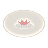 Bedroom Pink Crown Cloud Circular LED Flush Mount Light Image - 5