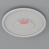 Bedroom Pink Crown Cloud Circular LED Flush Mount Light Image - 6