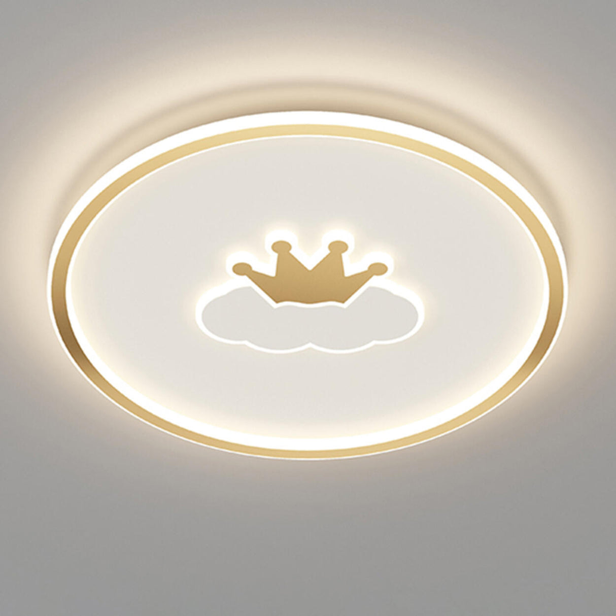 Bedroom Pink Crown Cloud Circular LED Flush Mount Light Image - 8