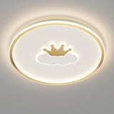 Bedroom Pink Crown Cloud Circular LED Flush Mount Light Image - 8