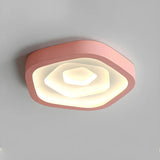 Bedroom Pink Pentagonal LED Flush Mount Ceiling Light Image - 6