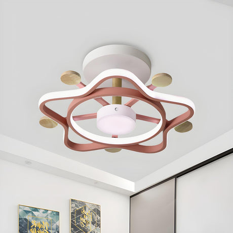 Bedroom Pink Pentagram Small LED Semi-Flush Mount Light Image - 1