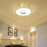 Bedroom Pink Smile Sun-Shaped LED Flush Mount Light Image - 2