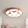 Bedroom Pink Star Round Wood Flush Mount Ceiling Light Image - 1