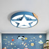 Bedroom Pink Star Round Wood Flush Mount Ceiling Light Image - 6