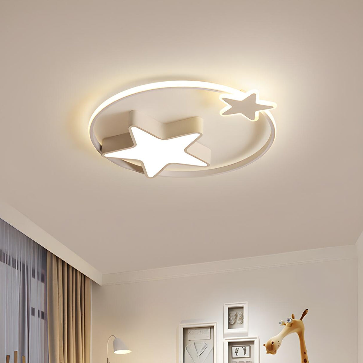 Bedroom Pink Star Trails LED Flush Mount Ceiling Light Image - 5