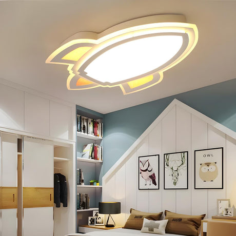 Bedroom Playful Spaceship LED Flush Mount Ceiling Light Image - 1