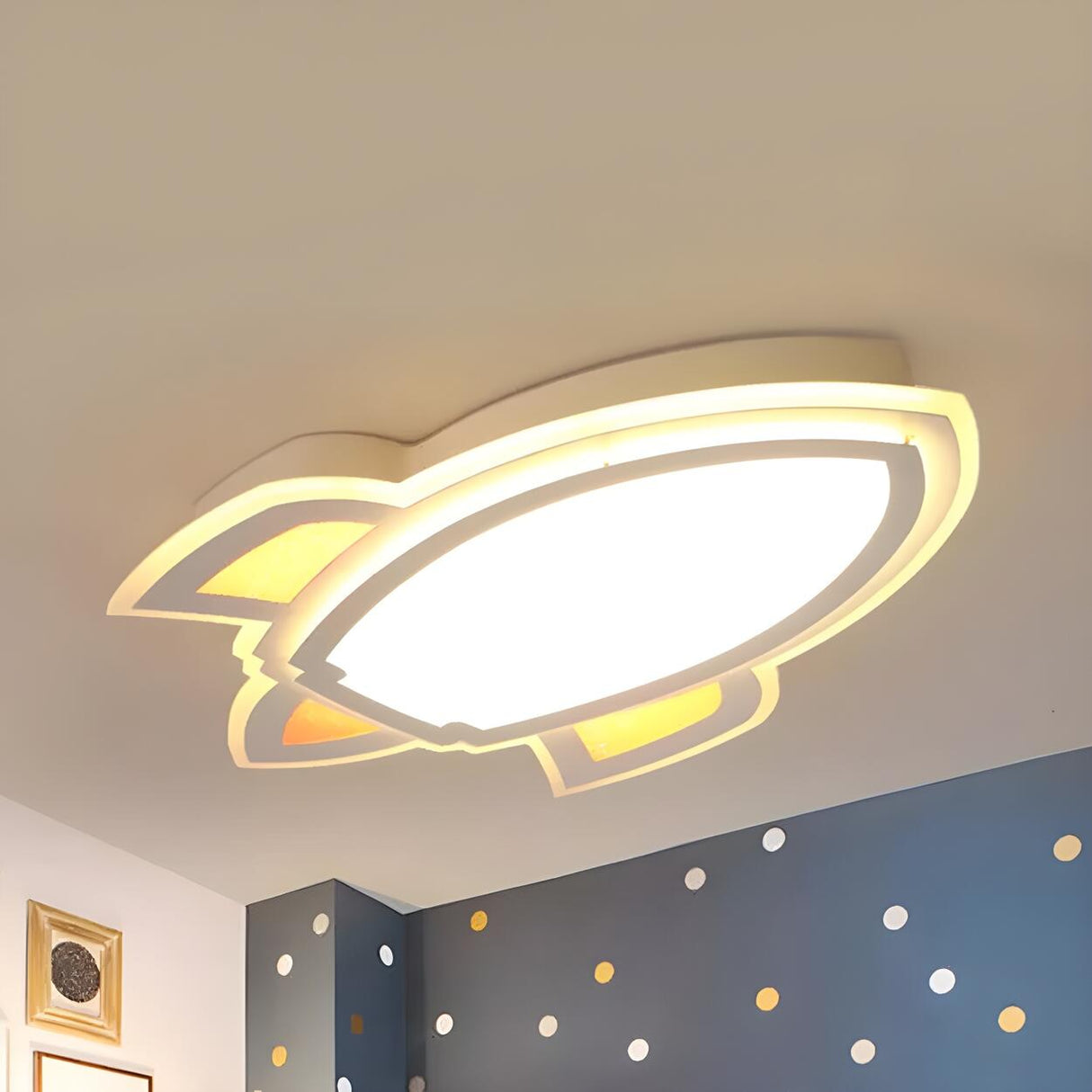 Bedroom Playful Spaceship LED Flush Mount Ceiling Light Image - 2