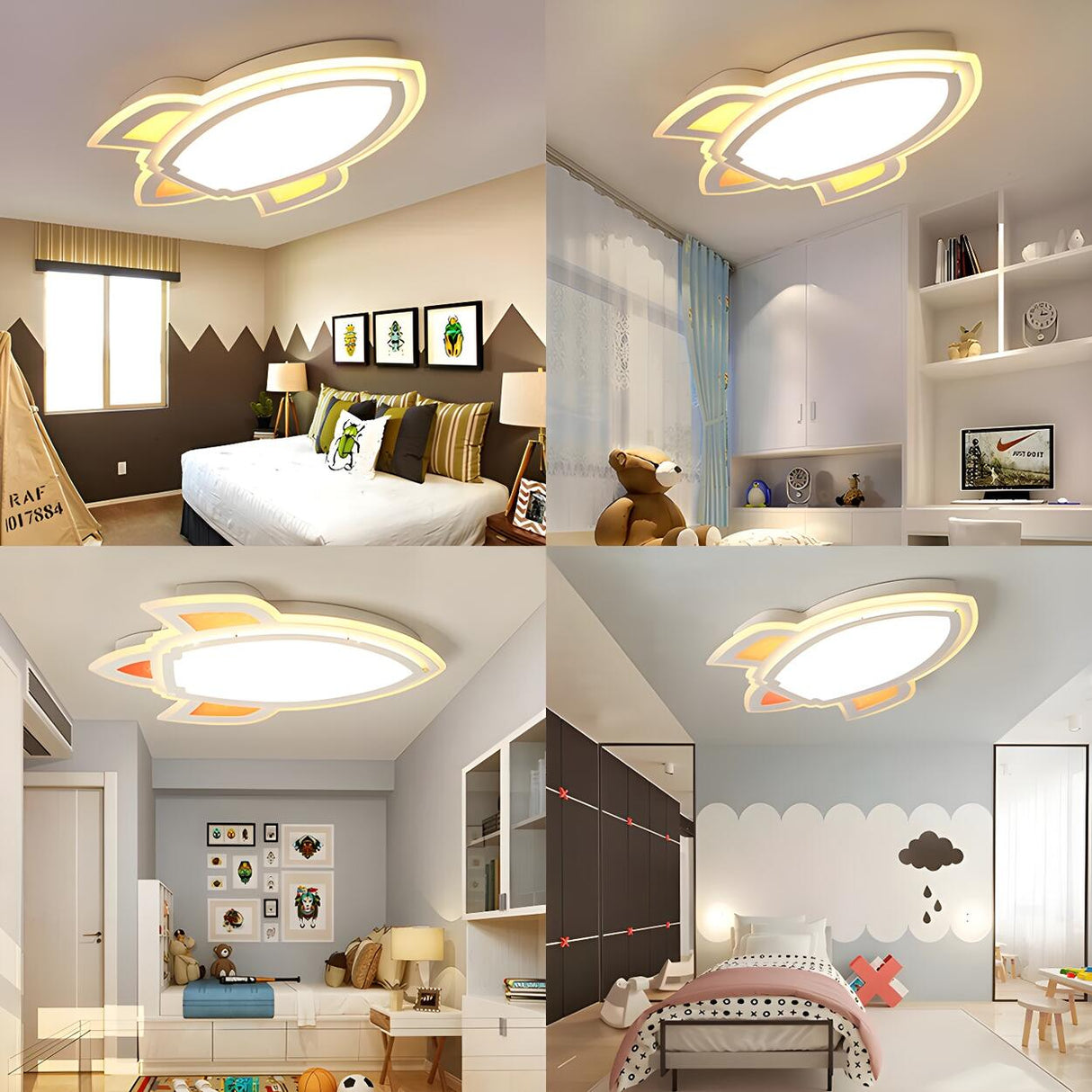 Bedroom Playful Spaceship LED Flush Mount Ceiling Light Image - 5