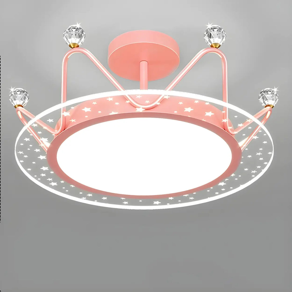 Bedroom Princess Crown Semi-Flush Mount Ceiling Light Image - 3