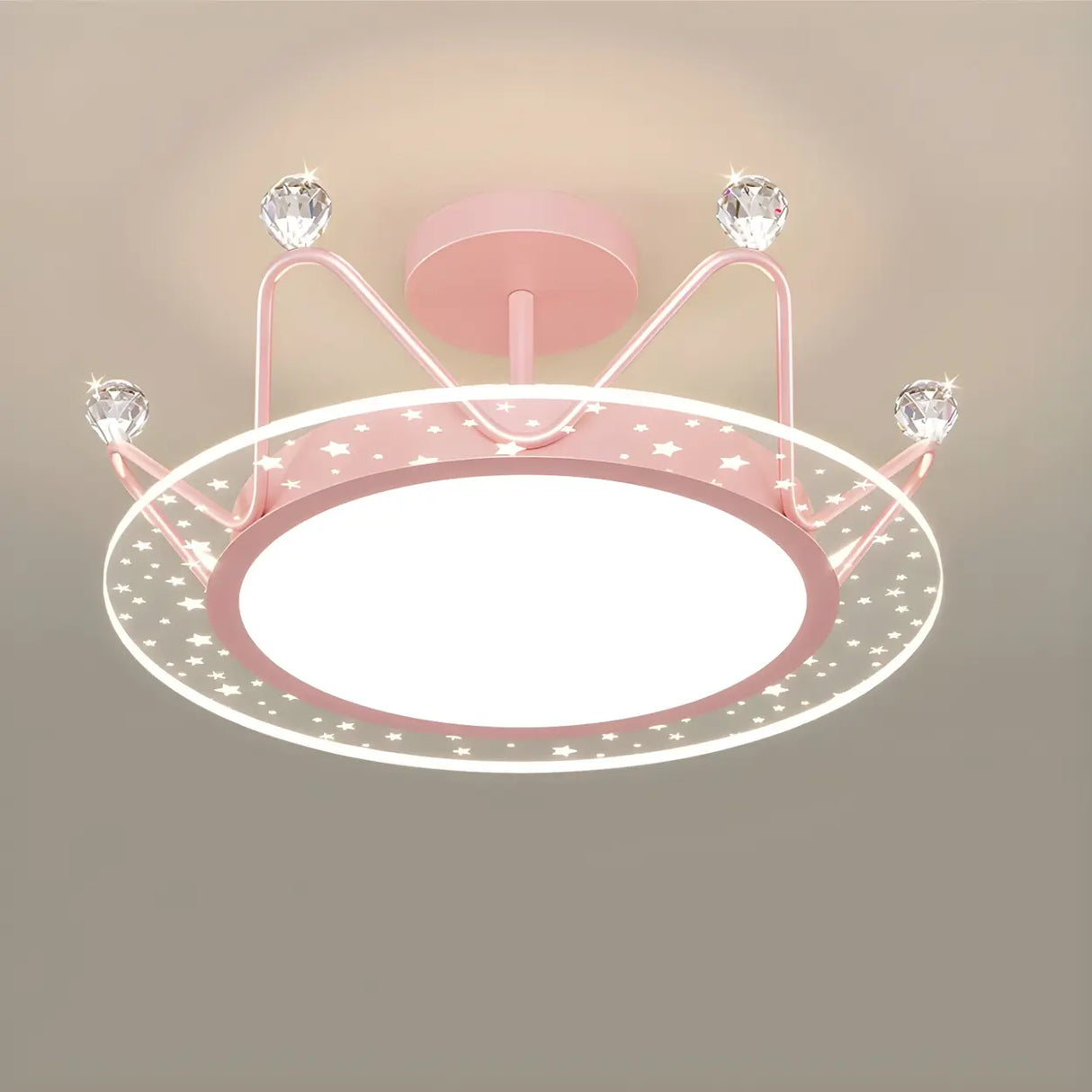 Bedroom Princess Crown Semi-Flush Mount Ceiling Light Image - 8