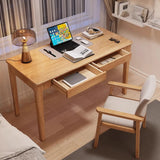 Bedroom Rectangular Natural Storage Drawers Office Desk Set Image - 4