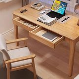 Bedroom Rectangular Natural Storage Drawers Office Desk Set Image - 6