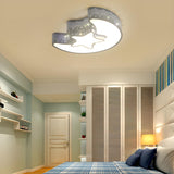 Bedroom Remote Control Star Moon LED Flush Mount Light Image - 1