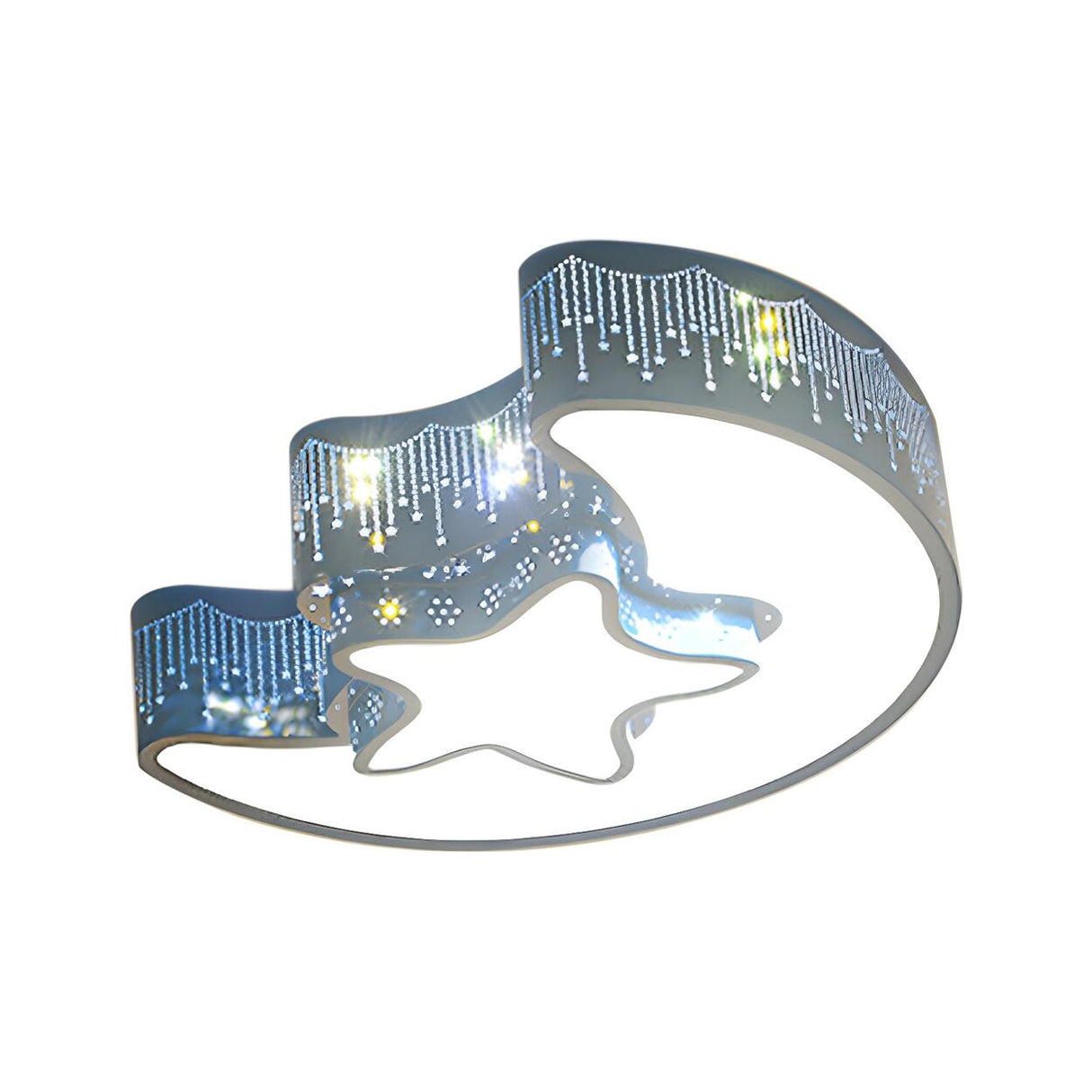 Bedroom Remote Control Star Moon LED Flush Mount Light Image - 3