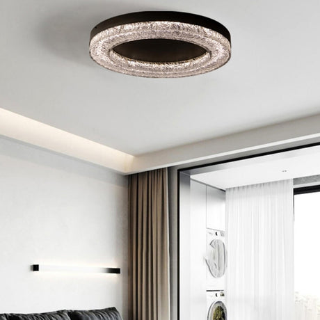 Bedroom Resin Black Circle Flush Mount Ceiling Light Image - 1