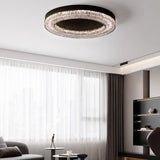 Bedroom Resin Black Circle Flush Mount Ceiling Light Image - 12