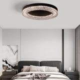 Bedroom Resin Black Circle Flush Mount Ceiling Light Image - 5