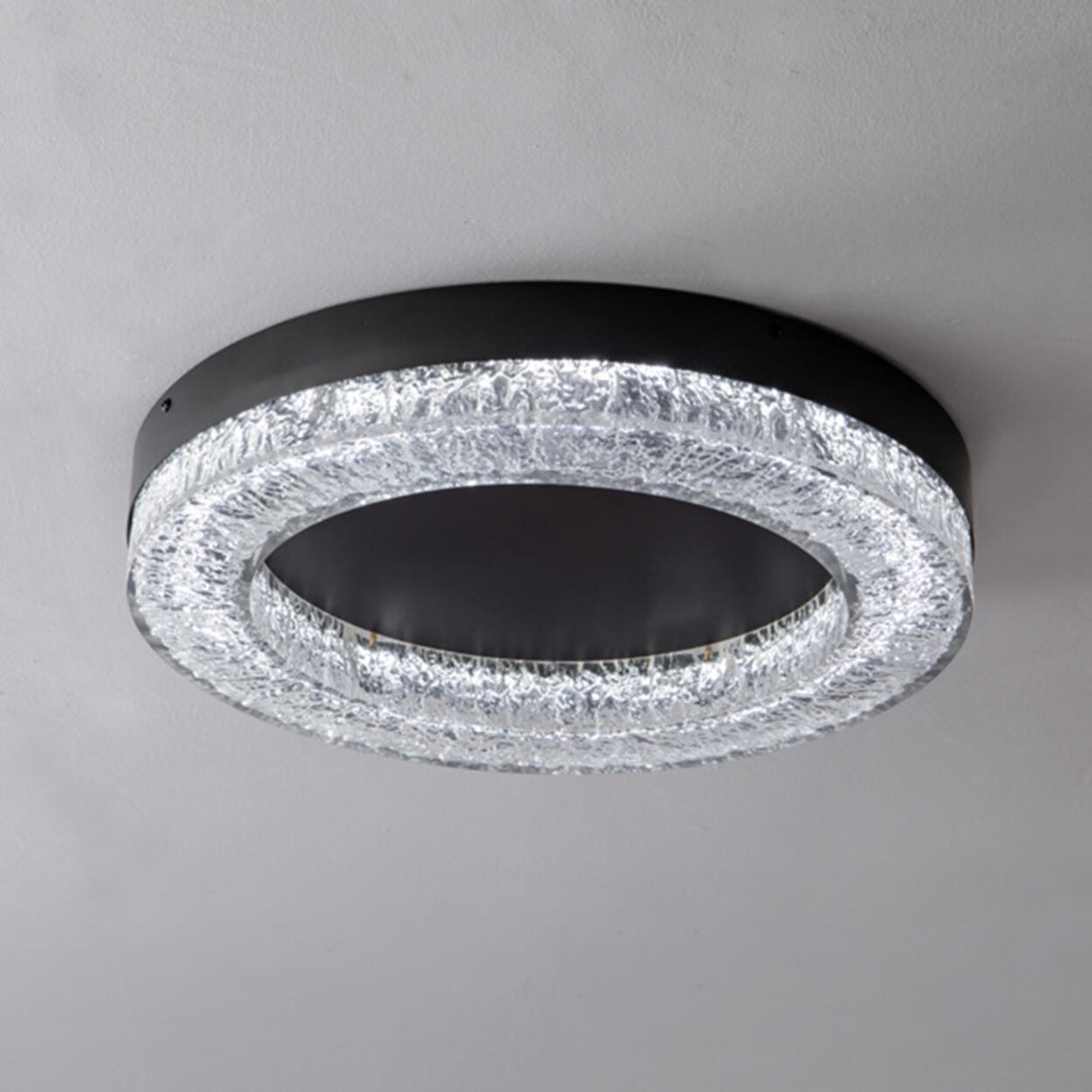 Bedroom Resin Black Circle Flush Mount Ceiling Light Image - 9