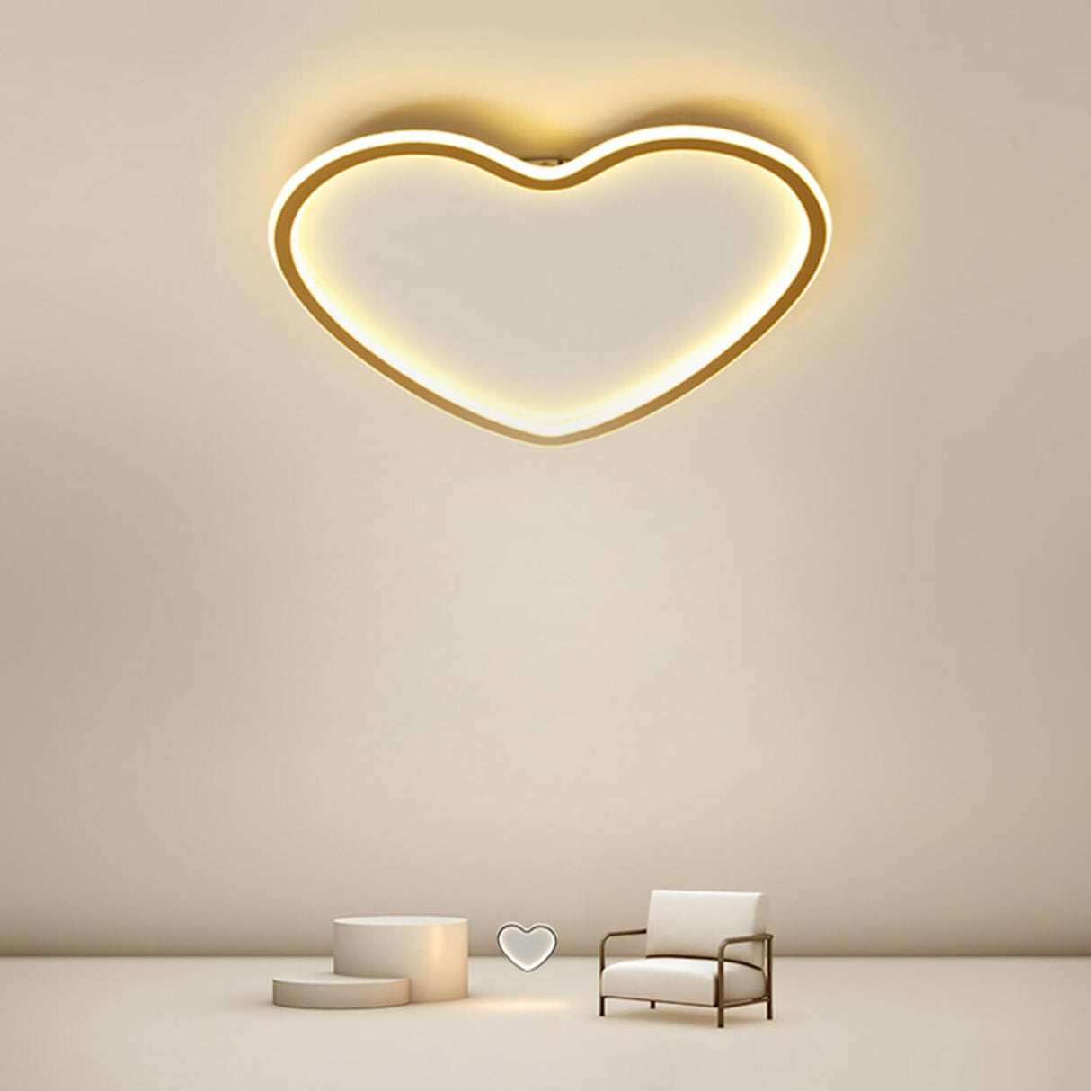 Bedroom Romantic Loving Heart LED Flush Mount Light Image - 13