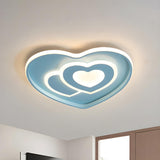 Bedroom Romantic Pink Heart Small LED Flush Mount Light Image - 4