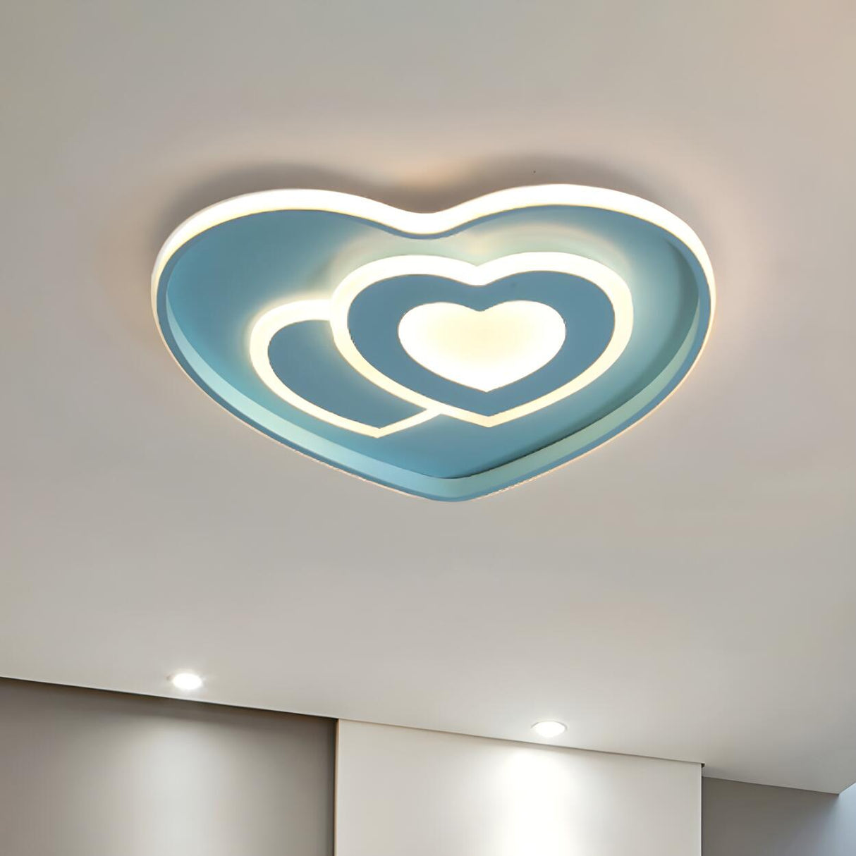 Bedroom Romantic Pink Heart Small LED Flush Mount Light Image - 5