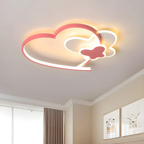 Bedroom Romantic Pink Loving Heart LED Flush Mount Lamp Image - 1