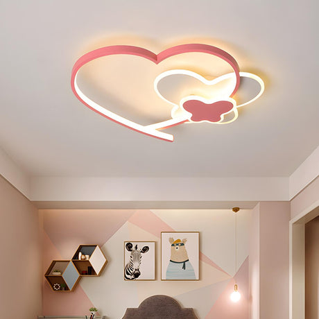 Bedroom Romantic Pink Loving Heart LED Flush Mount Lamp Image - 2