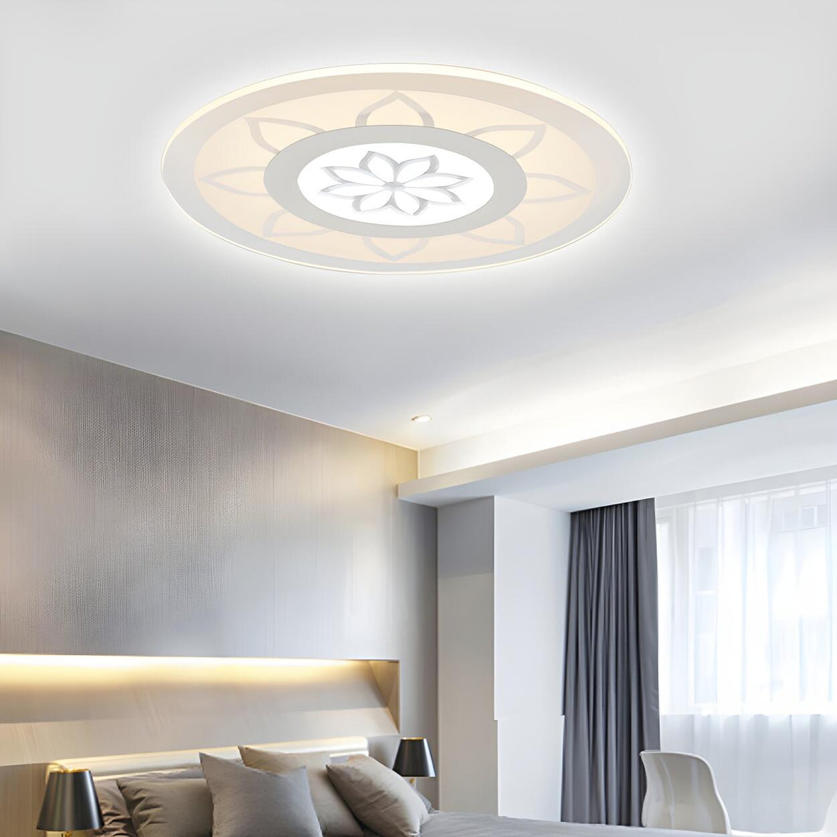 Bedroom Round Blossom LED Flush Mount Ceiling Light Image - 1