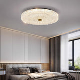 Bedroom Round Brass Glass LED Flush Mount Ceiling Light Image - 1