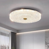 Bedroom Round Brass Glass LED Flush Mount Ceiling Light Image - 3