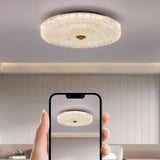 Bedroom Round Brass Glass LED Flush Mount Ceiling Light Image - 5