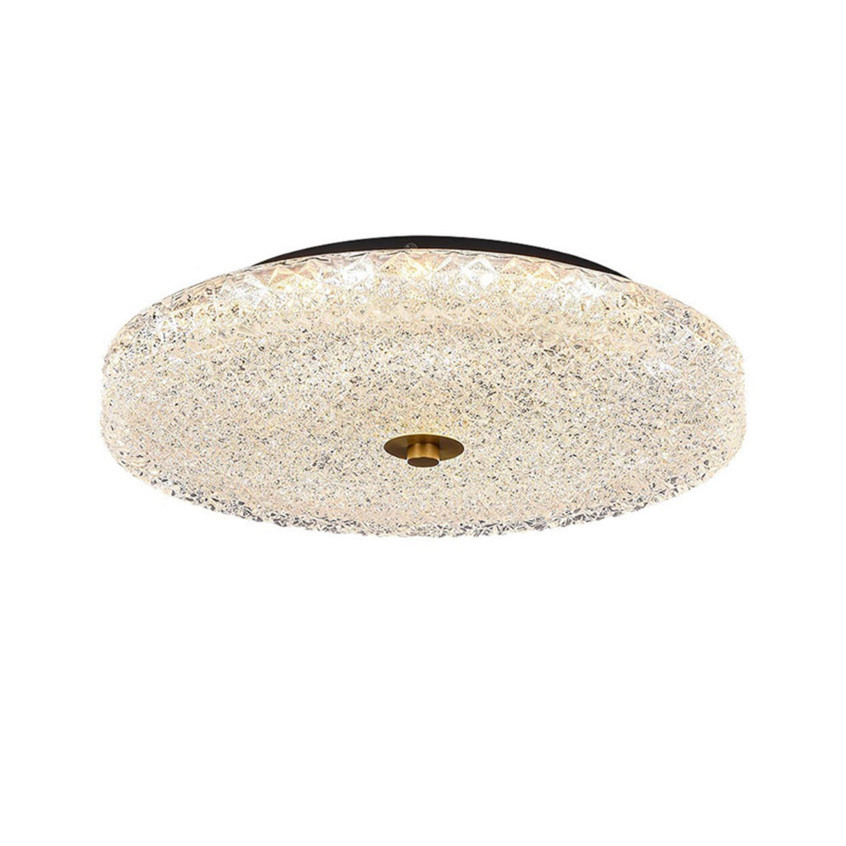 Bedroom Round Brass Glass LED Flush Mount Ceiling Light Image - 6