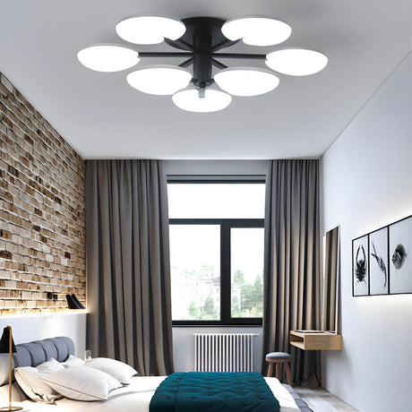 Bedroom Round Disc LED Semi-Flush Mount Lamp 7-Light Image - 1