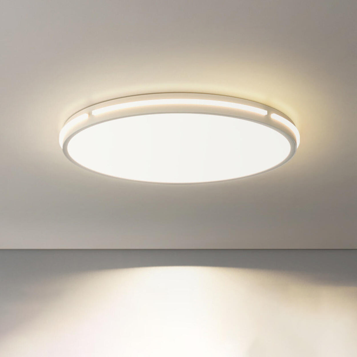 Bedroom Round White LED Flush Mount Ceiling Fixture Image - 9