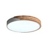 Bedroom Round Wood Small LED Flush Mount Ceiling Light Image - 3