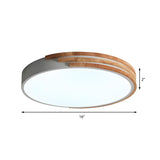 Bedroom Round Wood Small LED Flush Mount Ceiling Light Image - 4