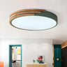 Bedroom Round Wood Small LED Flush Mount Ceiling Light Image - 5