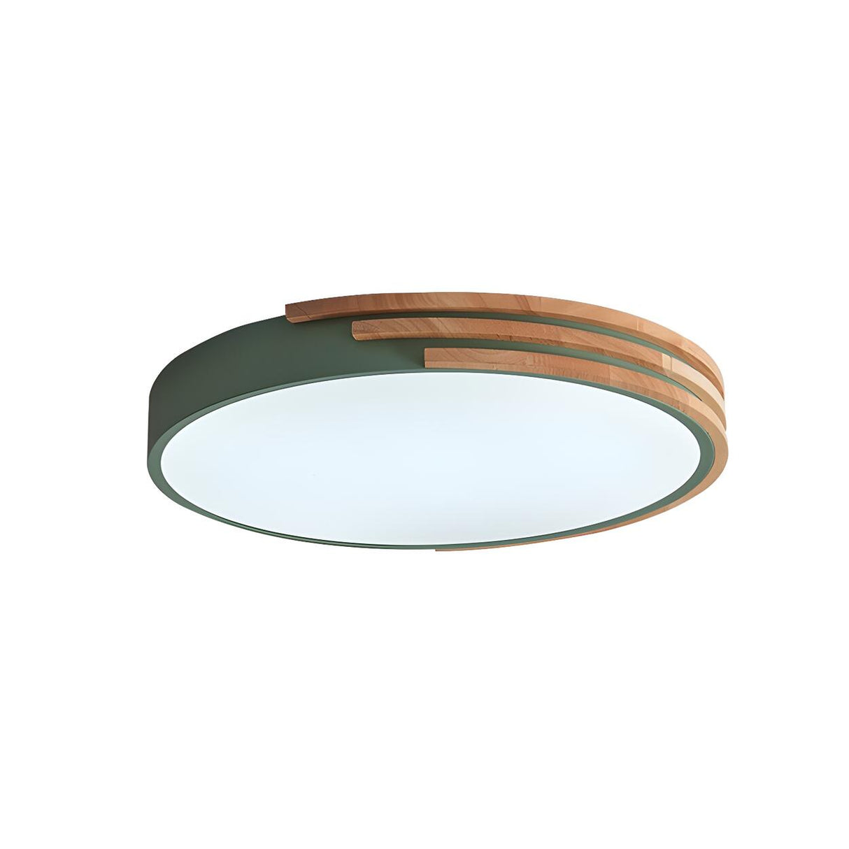 Bedroom Round Wood Small LED Flush Mount Ceiling Light Image - 7