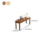 Bedroom Rubberwood Nut-Brown Computer Desk Set with Drawers #size