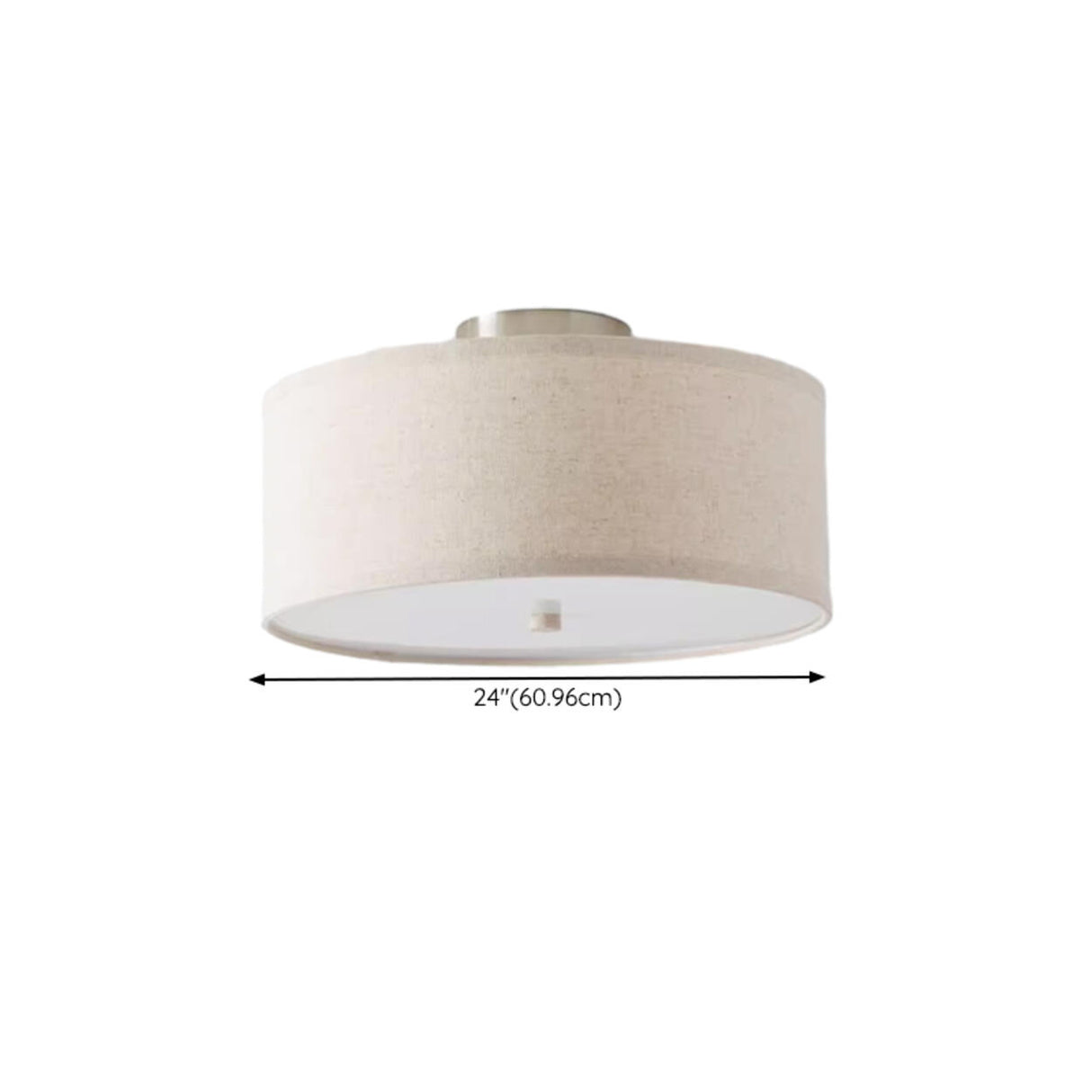 Bedroom Rustic Fabric Drum Semi-Flush Mount Light Image - 11