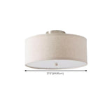 Bedroom Rustic Fabric Drum Semi-Flush Mount Light Image - 12