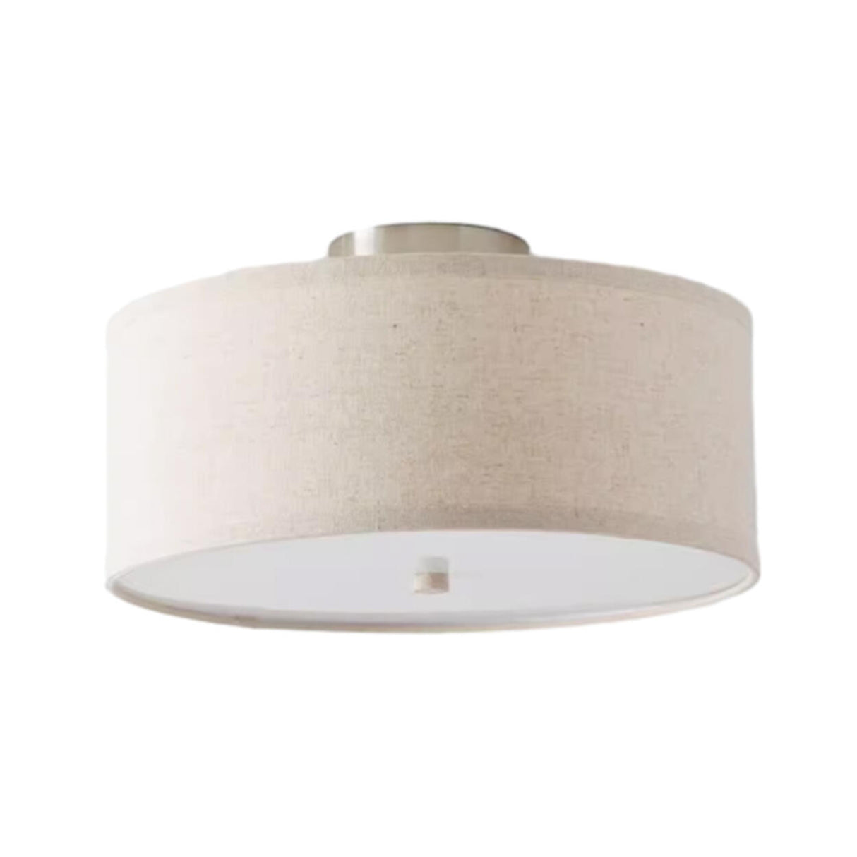 Bedroom Rustic Fabric Drum Semi-Flush Mount Light Image - 5