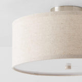 Bedroom Rustic Fabric Drum Semi-Flush Mount Light Image - 7