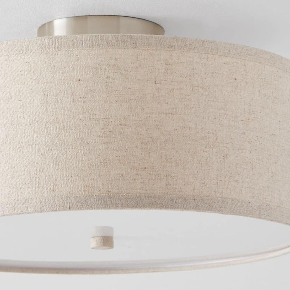 Bedroom Rustic Fabric Drum Semi-Flush Mount Light Image - 8