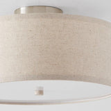 Bedroom Rustic Fabric Drum Semi-Flush Mount Light Image - 8