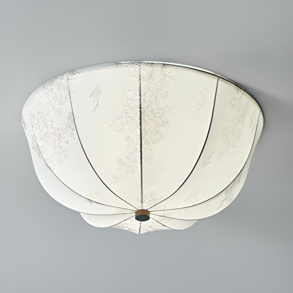 Bedroom Rustic Fabric Wooden Flush Mount Ceiling Light Image - 10